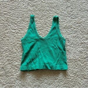 Urban Outfitters Green Ribbed Cropped Tank